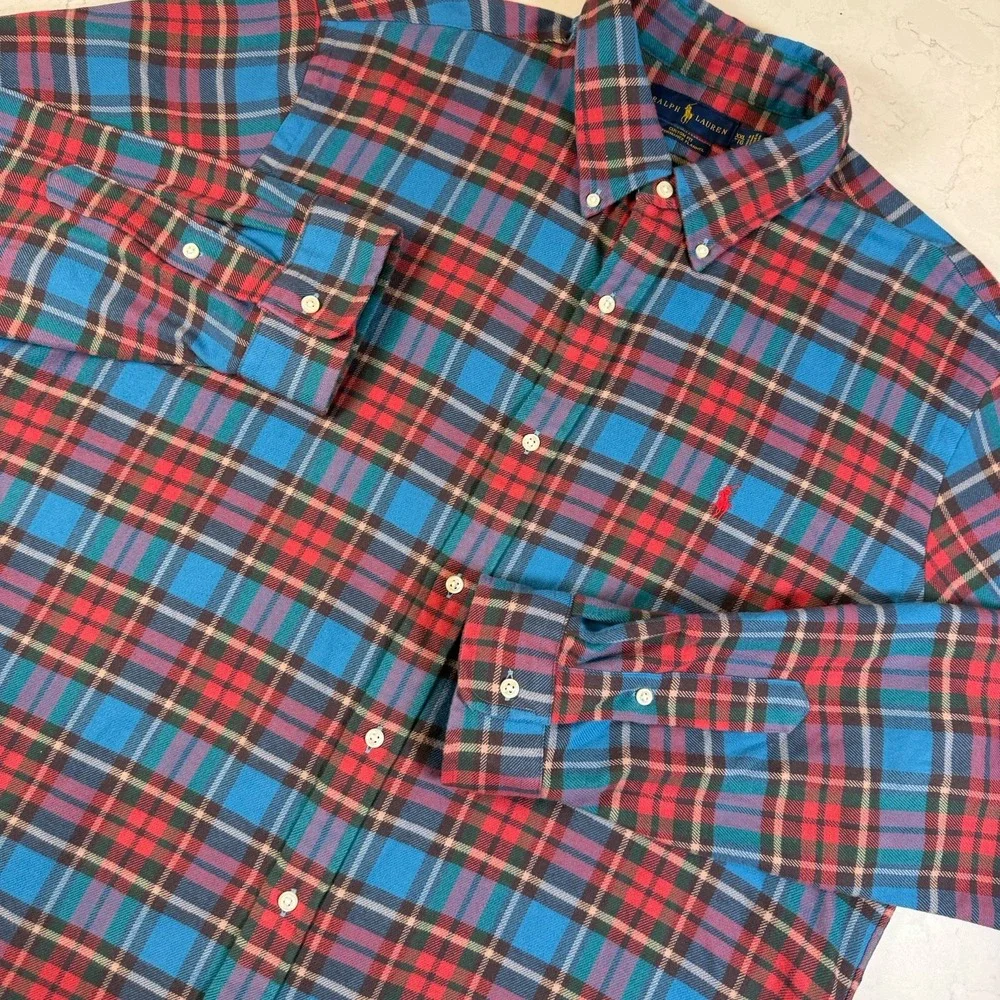 Polo Ralph Lauren Classic Fit Performance Flannel Shirt XXL Plaid Long Sleeve